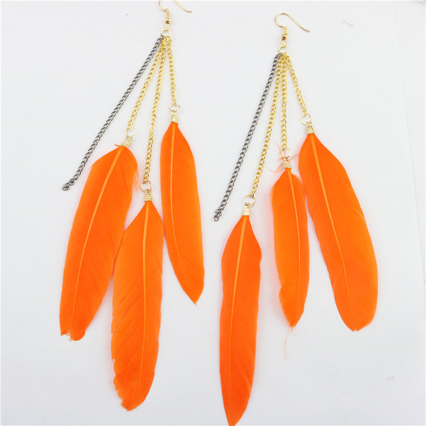 Natural Feather Earrings Tassel Earrings