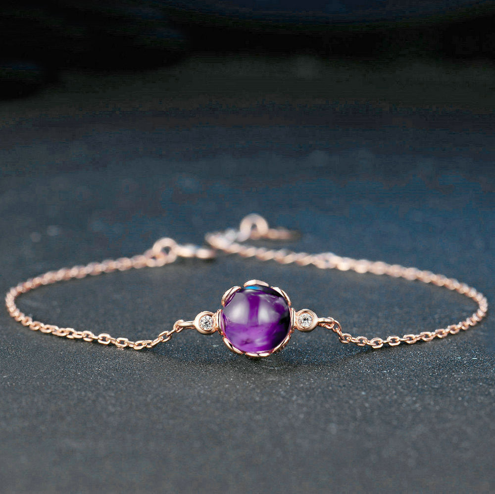Rose Gold Bracelet Women Imitation Natural Amethyst Streamer