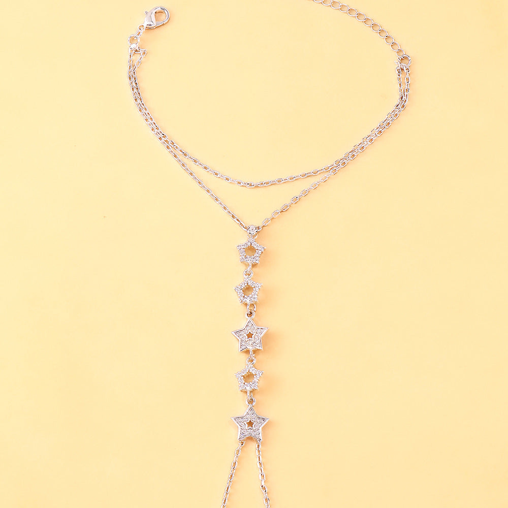 Five-pointed Star Openwork Rhinestone All-match Fingerless Bracelet