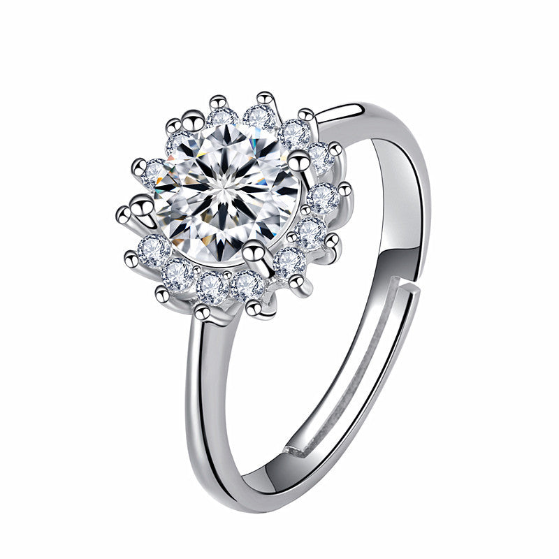 Womens Fashionable Casual Sunflower Adjustable Ring