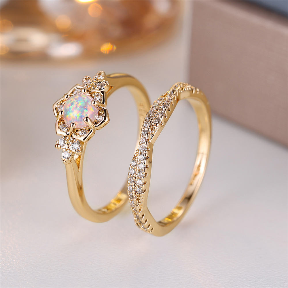 Cute Oval Stone Ring Set Trendy And Stylish