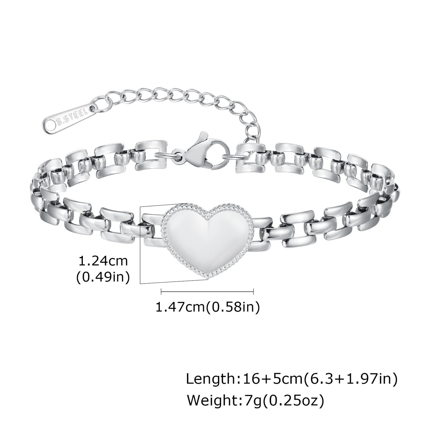 Stainless Steel Heart Strap Chain Gold Fashion Bracelet For Women