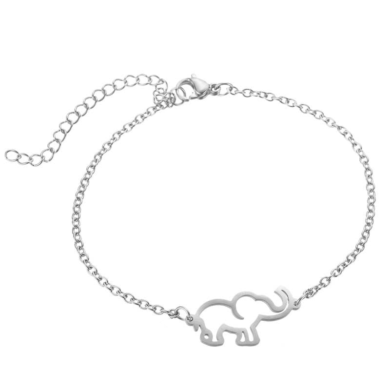 Fashion Stainless Steel Gold Silver Long Nose Design Hollow Elephant Bracelet Women Children Summer Gift