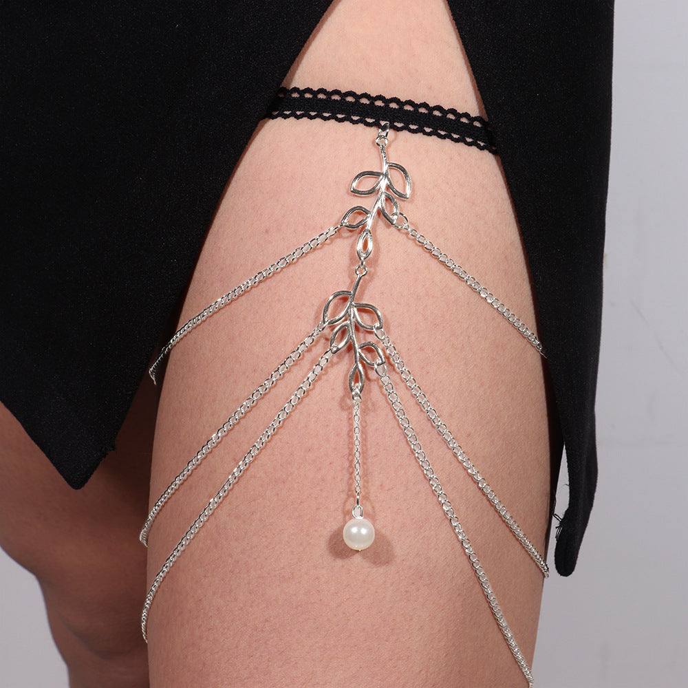 Thigh Chain Elastic Multi-layer Leaves Long Leg Chain Women