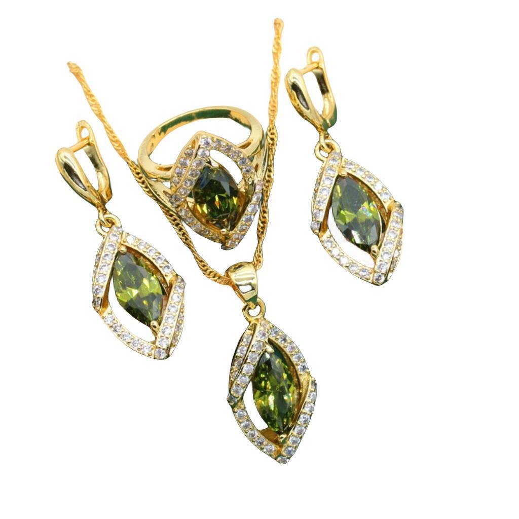 Anti-allergy AAA Zircon Necklace Earring Ring Jewelry Suit