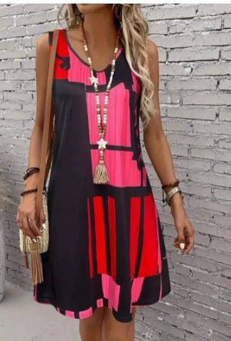 Casual Versatile And Stylish Striped V-neck Dress