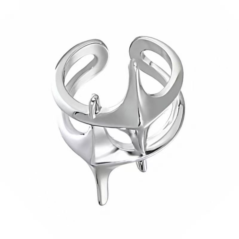 1 Pc Punk Style Hip Hop Geometric Star Adjustable Open Ring For Men, Suitable For Banquet, Party, Dating