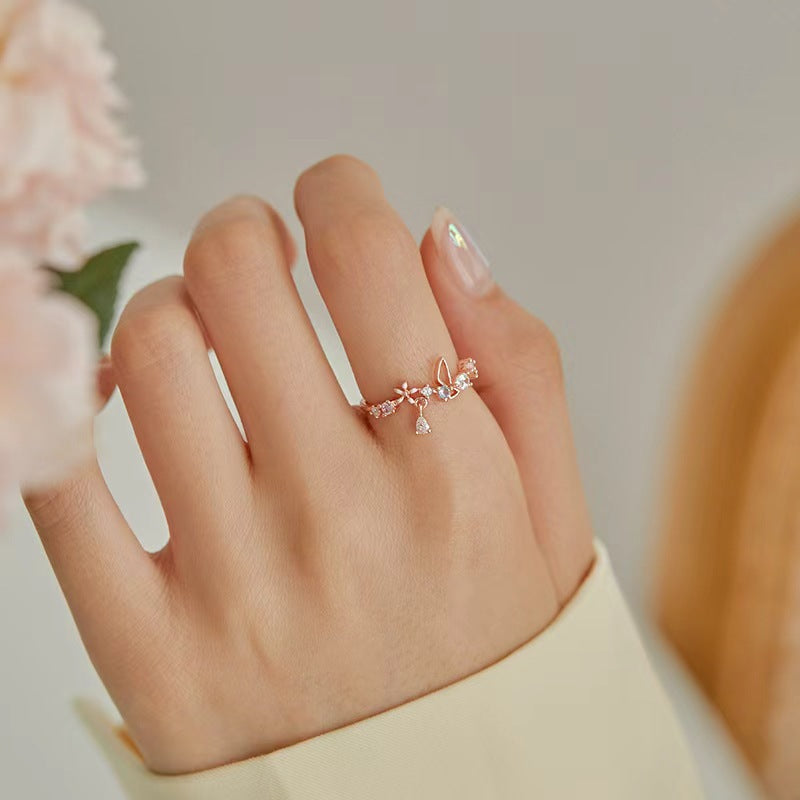 Womens Butterfly-Shape Fashionable And Personalized Rose Gold Ring