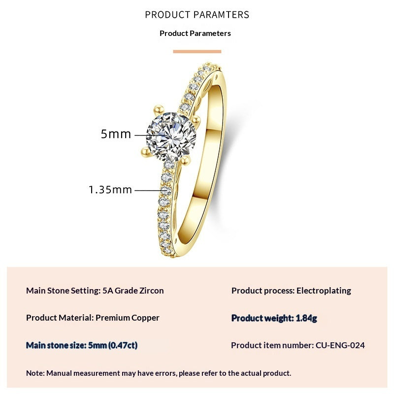 Geometric Square Design Zircon Ring For Women