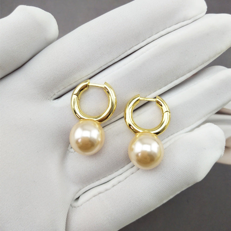 Earrings brass glass pearl earrings