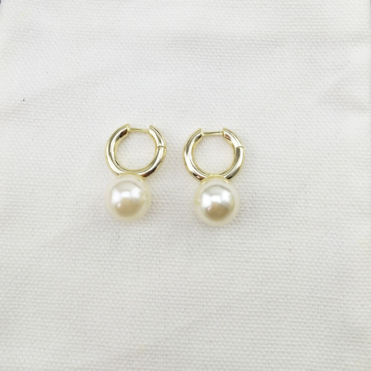 Earrings brass glass pearl earrings