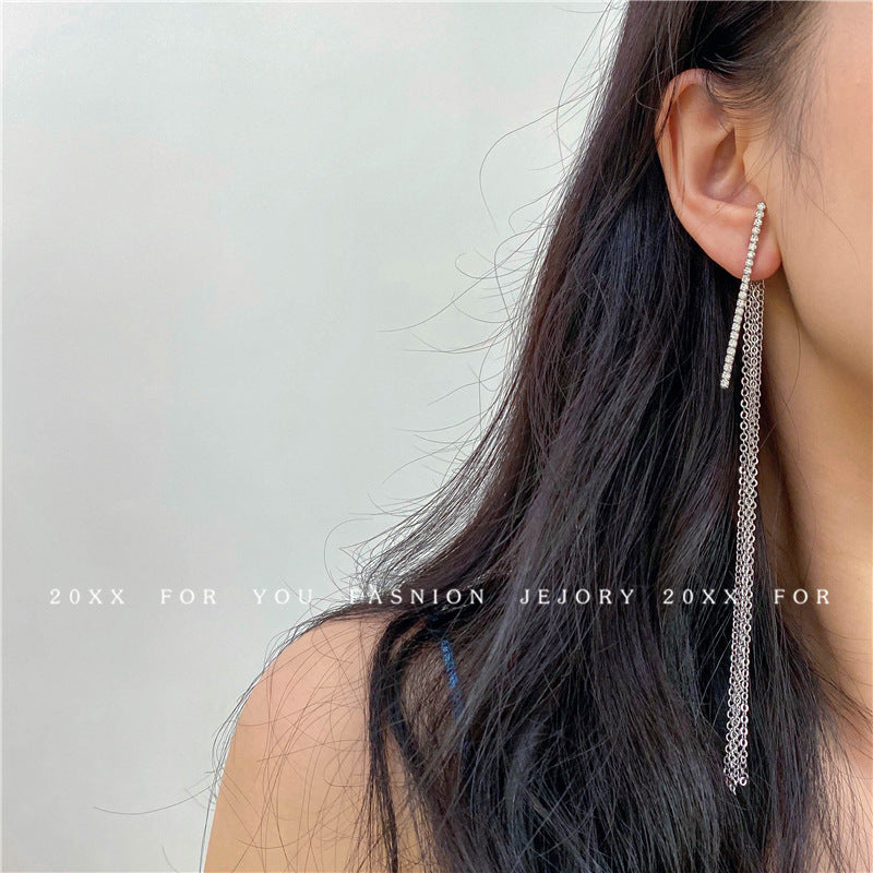 Elegant Temperament Long Tassel Chain Earrings Women