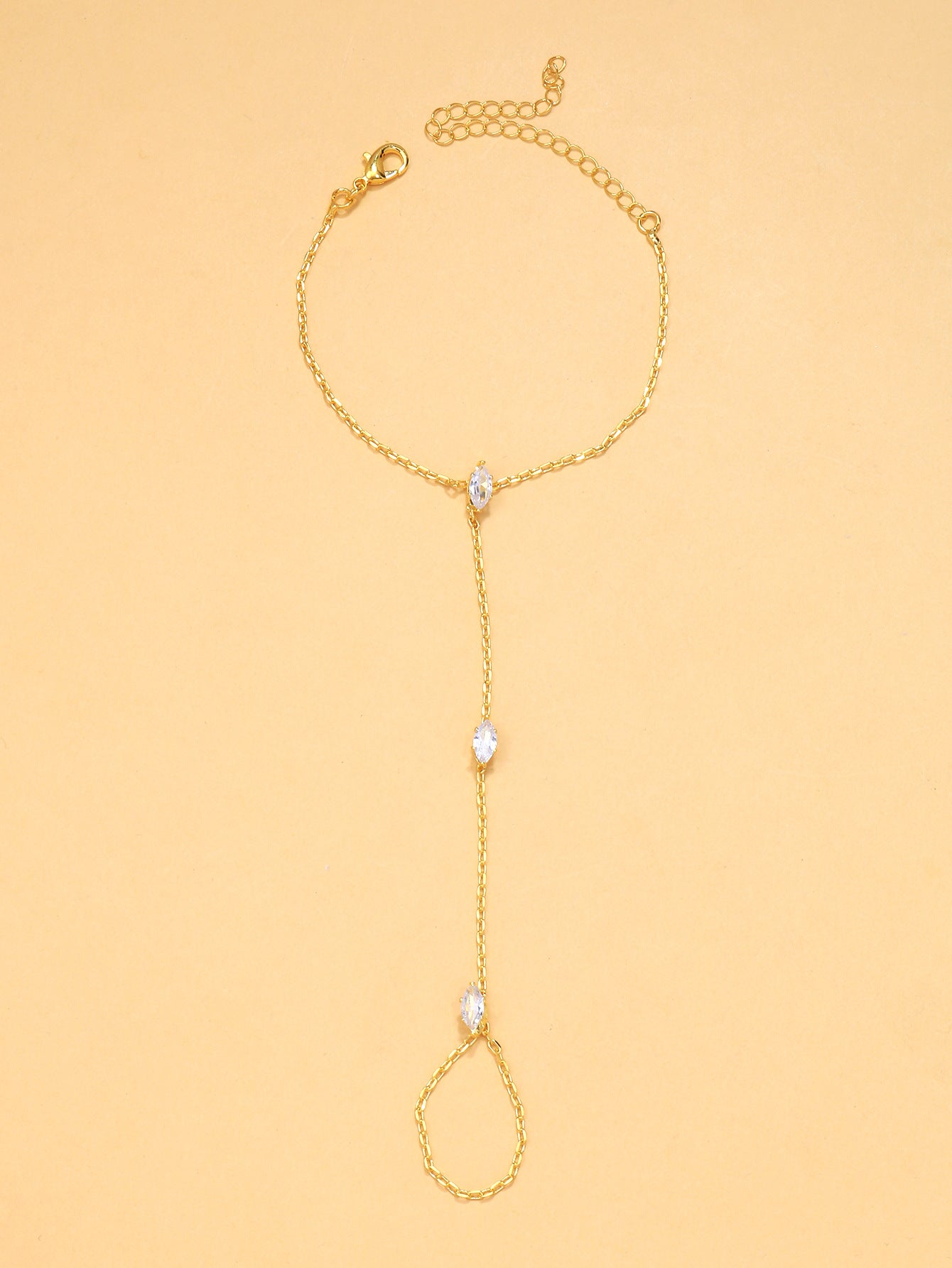 Minimalist Ultra-glamorous Marquise-cut Zircon Fingerless Bracelet