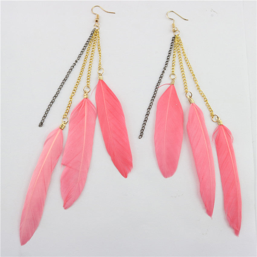 Natural Feather Earrings Tassel Earrings