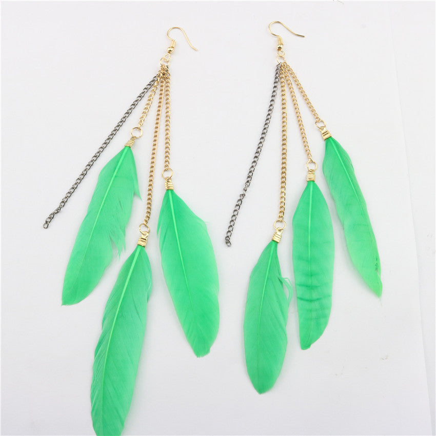 Natural Feather Earrings Tassel Earrings
