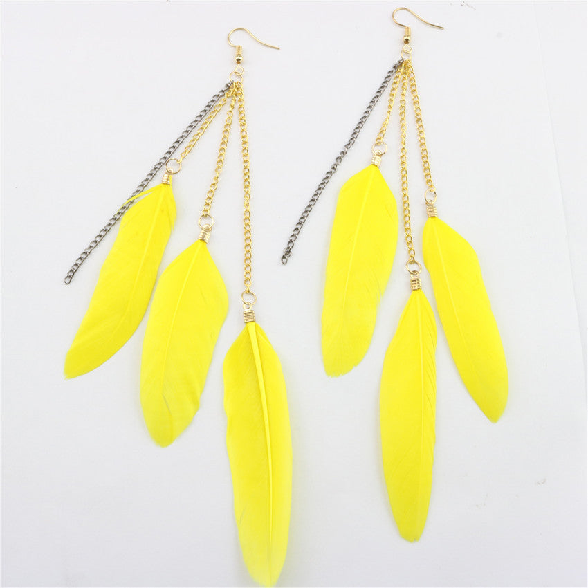 Natural Feather Earrings Tassel Earrings