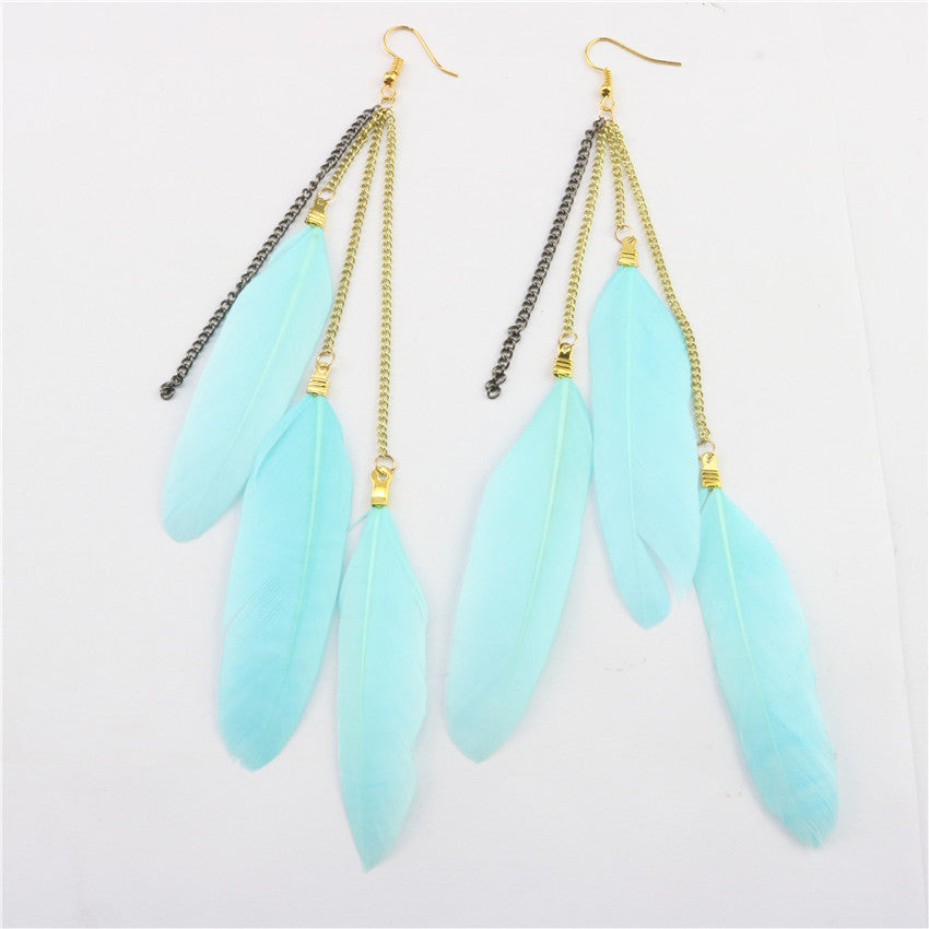 Natural Feather Earrings Tassel Earrings