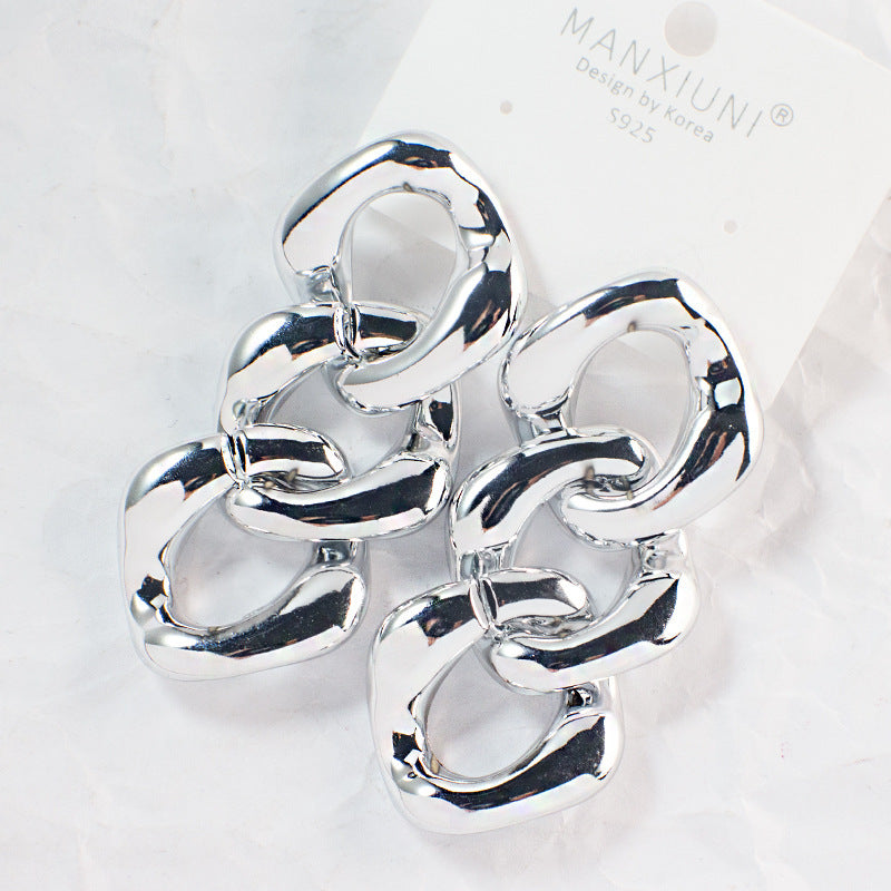 Exaggerated Big Earrings Korean Version Cool Big Earrings Chain Shape Earrings Factory Direct Wholesale Earrings Temperament Earrings