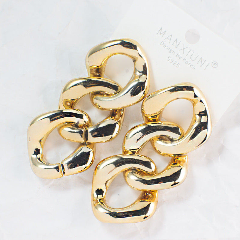 Exaggerated Big Earrings Korean Version Cool Big Earrings Chain Shape Earrings Factory Direct Wholesale Earrings Temperament Earrings