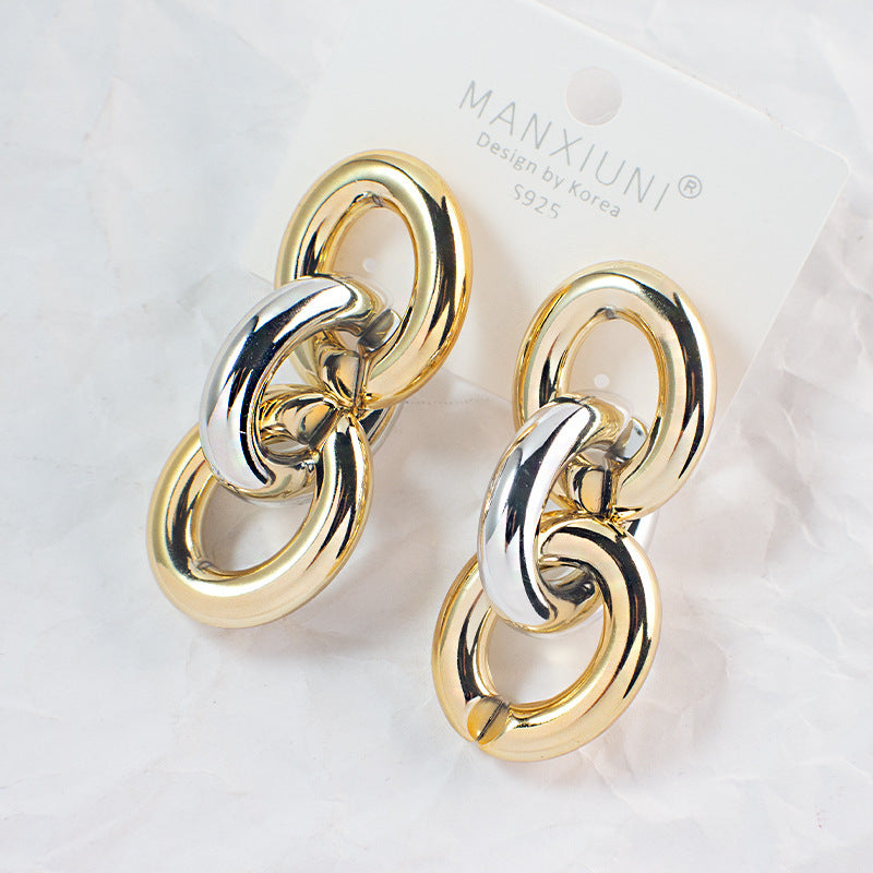 Exaggerated Big Earrings Korean Version Cool Big Earrings Chain Shape Earrings Factory Direct Wholesale Earrings Temperament Earrings
