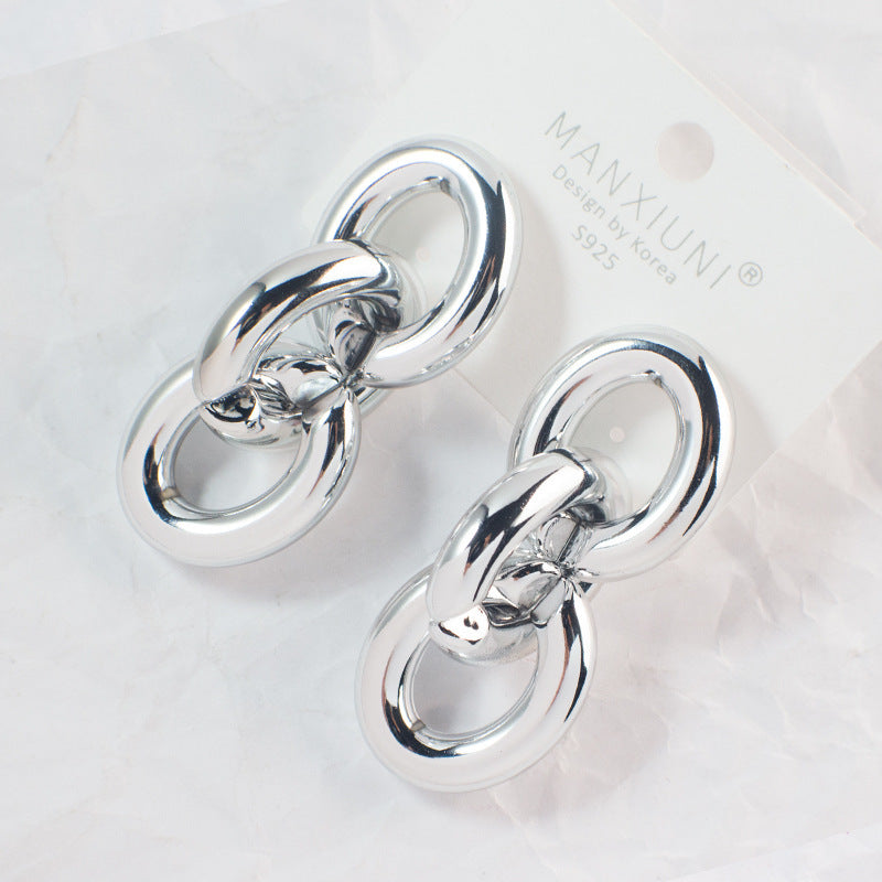 Exaggerated Big Earrings Korean Version Cool Big Earrings Chain Shape Earrings Factory Direct Wholesale Earrings Temperament Earrings