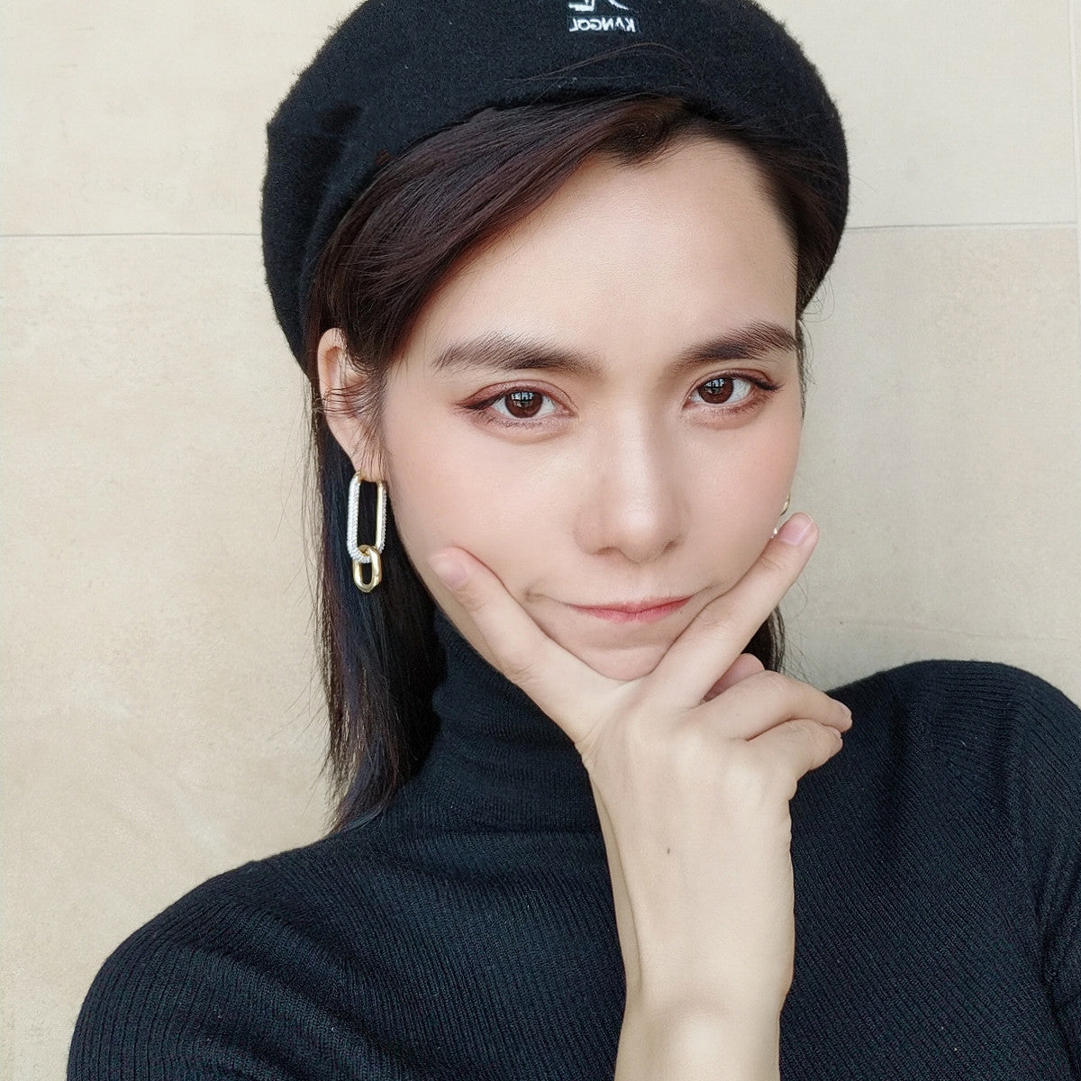 Double Ring Geometric Earrings Retro Earrings Simple Asymmetric Earrings