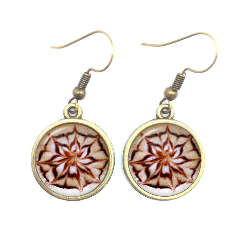 Gem Earrings Chocolate Printed Earrings