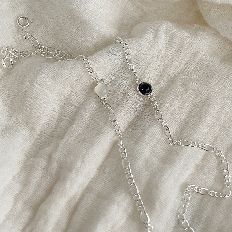 S925 Sterling Silver Round Black Onyx Bracelet