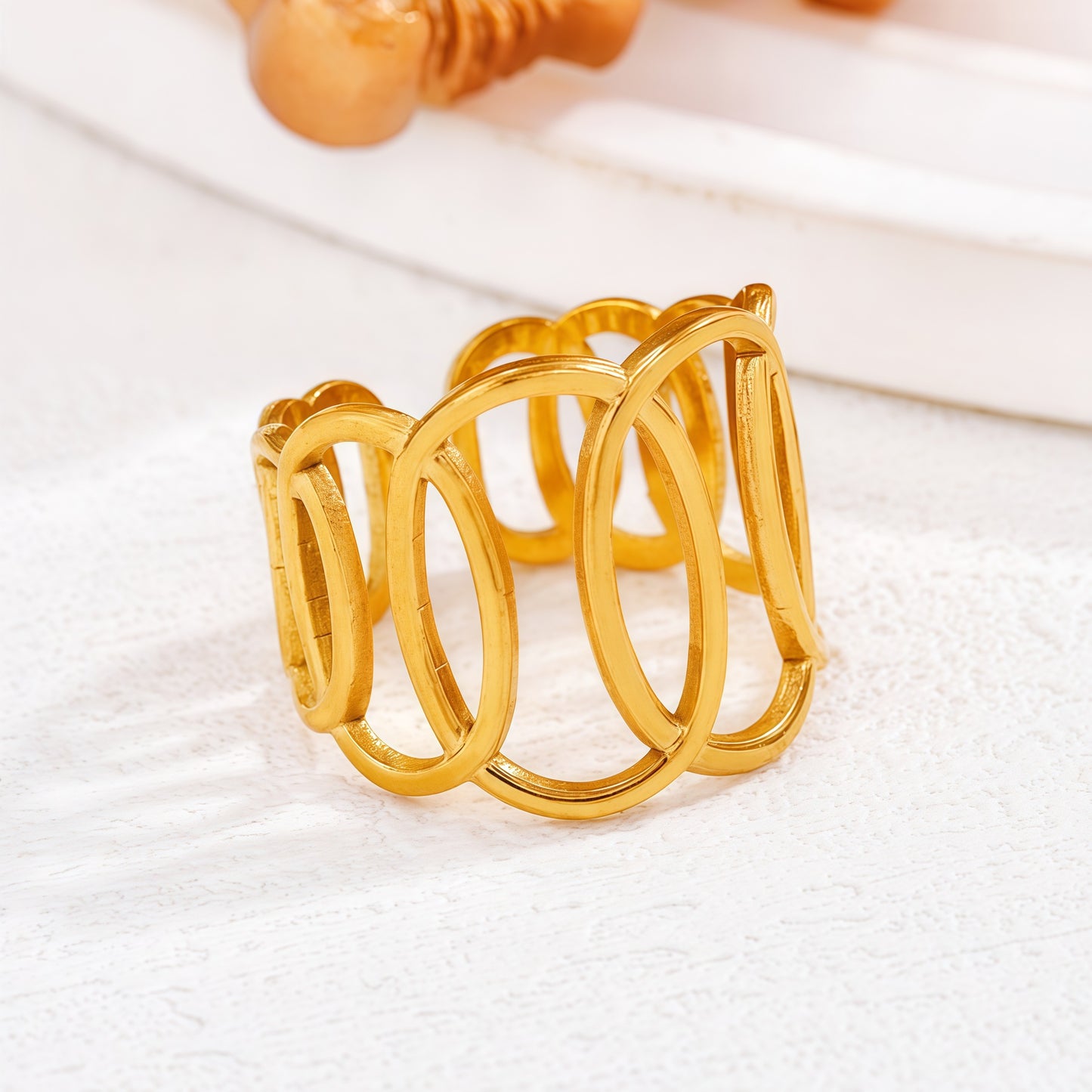 Exaggerated Stainless Steel Ring With A High-end Designer-inspired Look