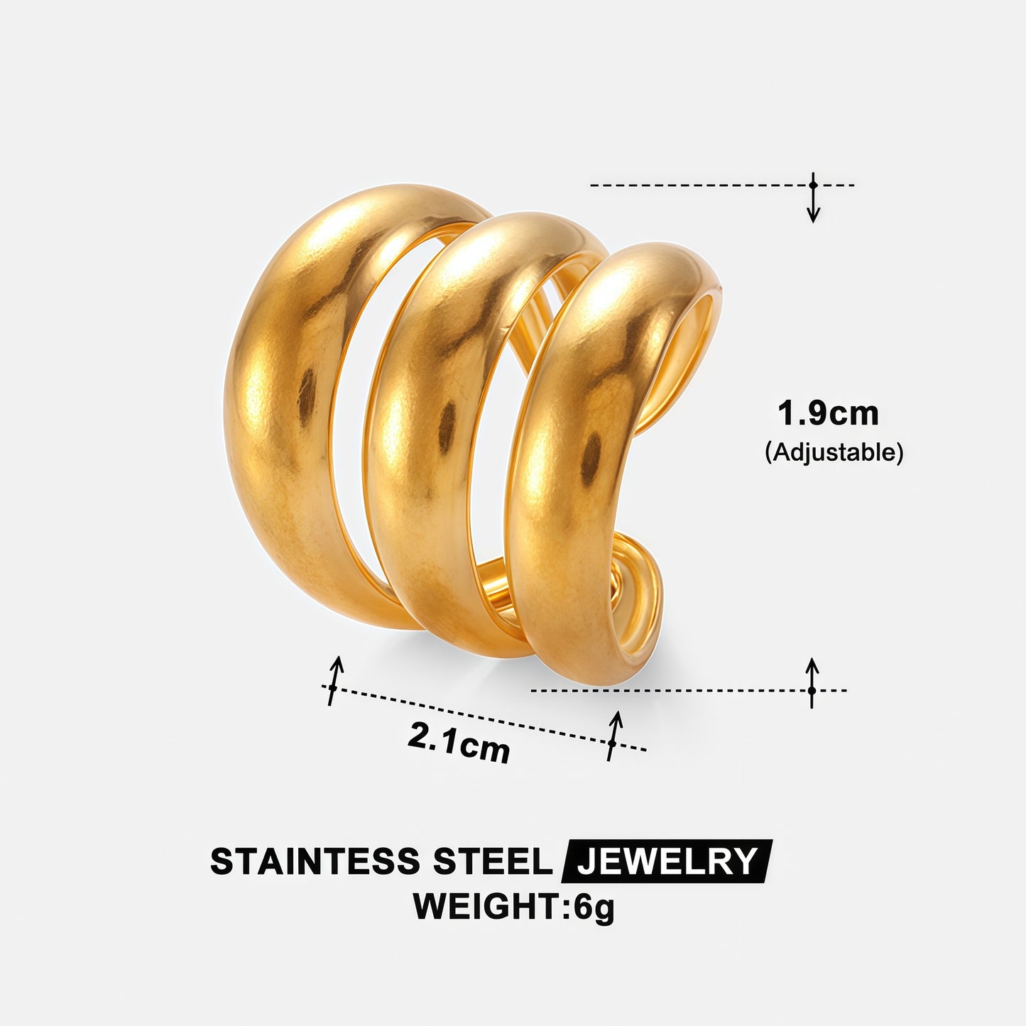 Exaggerated Stainless Steel Ring With A High-end Designer-inspired Look