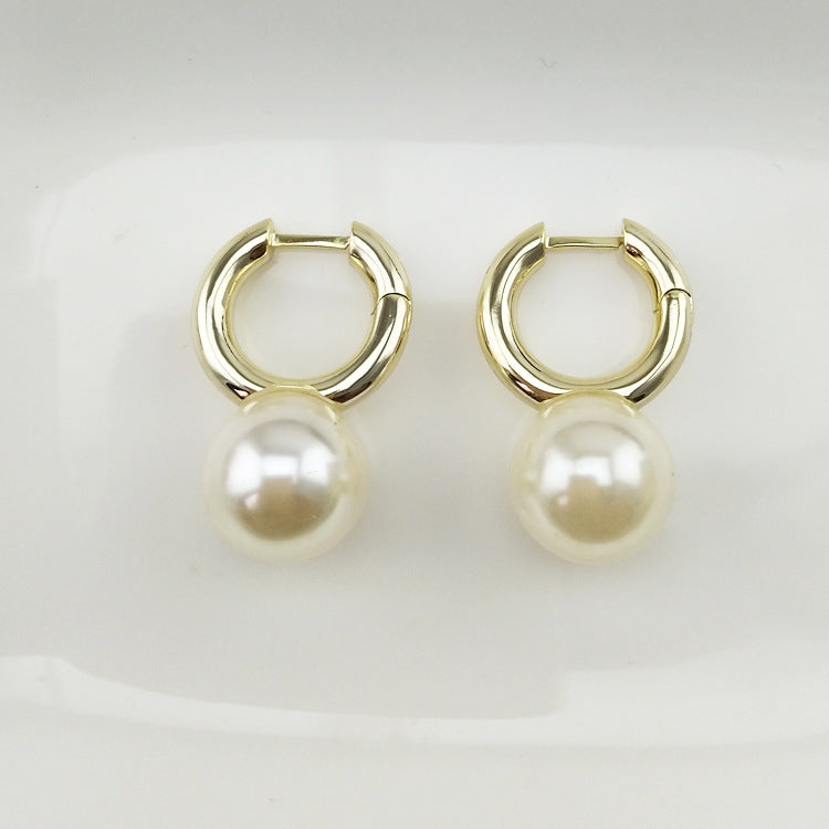 Earrings brass glass pearl earrings