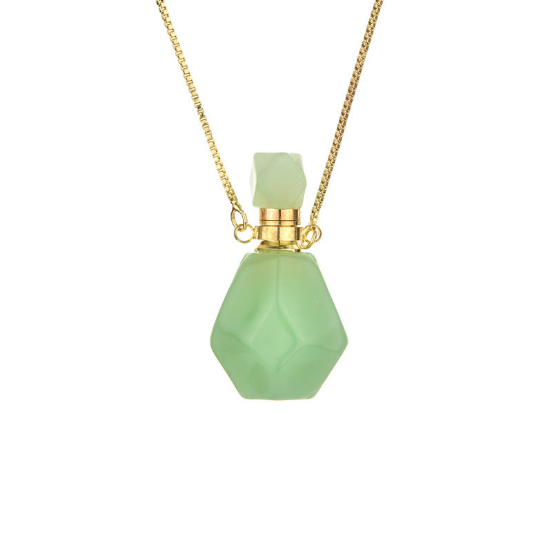 Semi-precious Amethyst Rose Quartz Perfume Bottle Pendant Necklace For Women