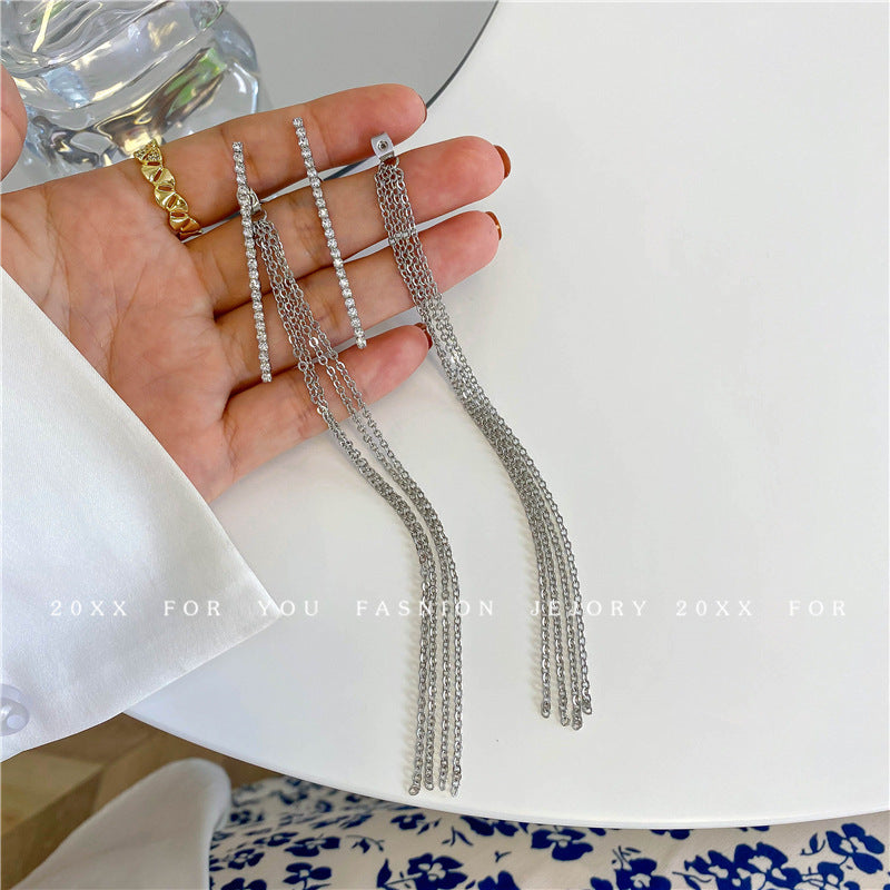 Elegant Temperament Long Tassel Chain Earrings Women