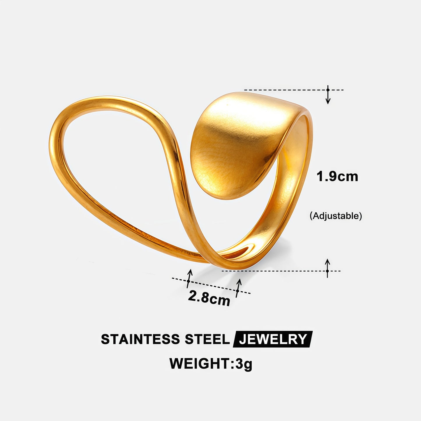 Exaggerated Stainless Steel Ring With A High-end Designer-inspired Look