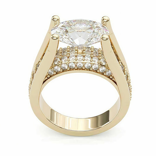 Womens Ring With Oval Moissanite  Carat-Weight Egg-Shaped Band