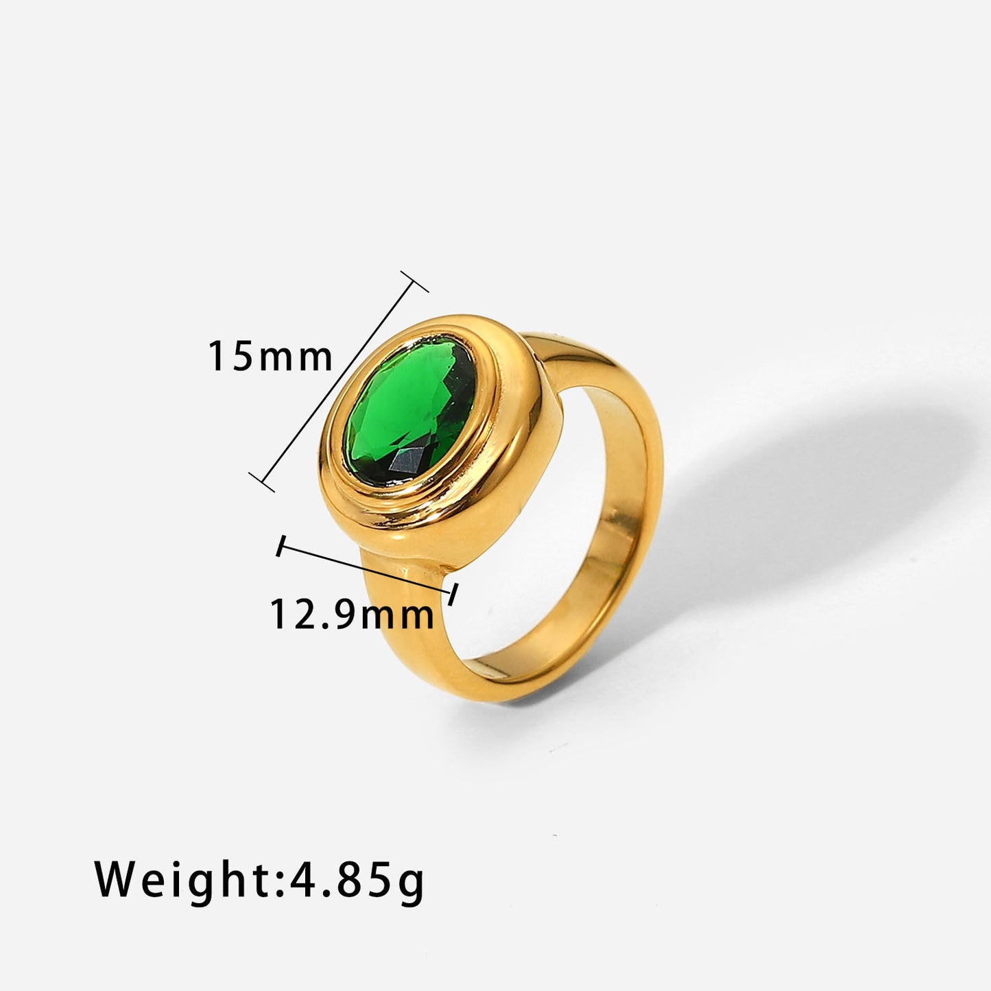 Vintage-style Personalized Trendy Zircon-studded Gold-plated Stainless Steel Ring