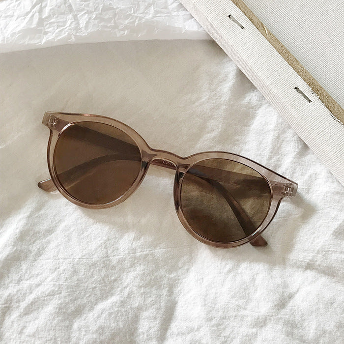 Men and women sunglasses round frame mirror