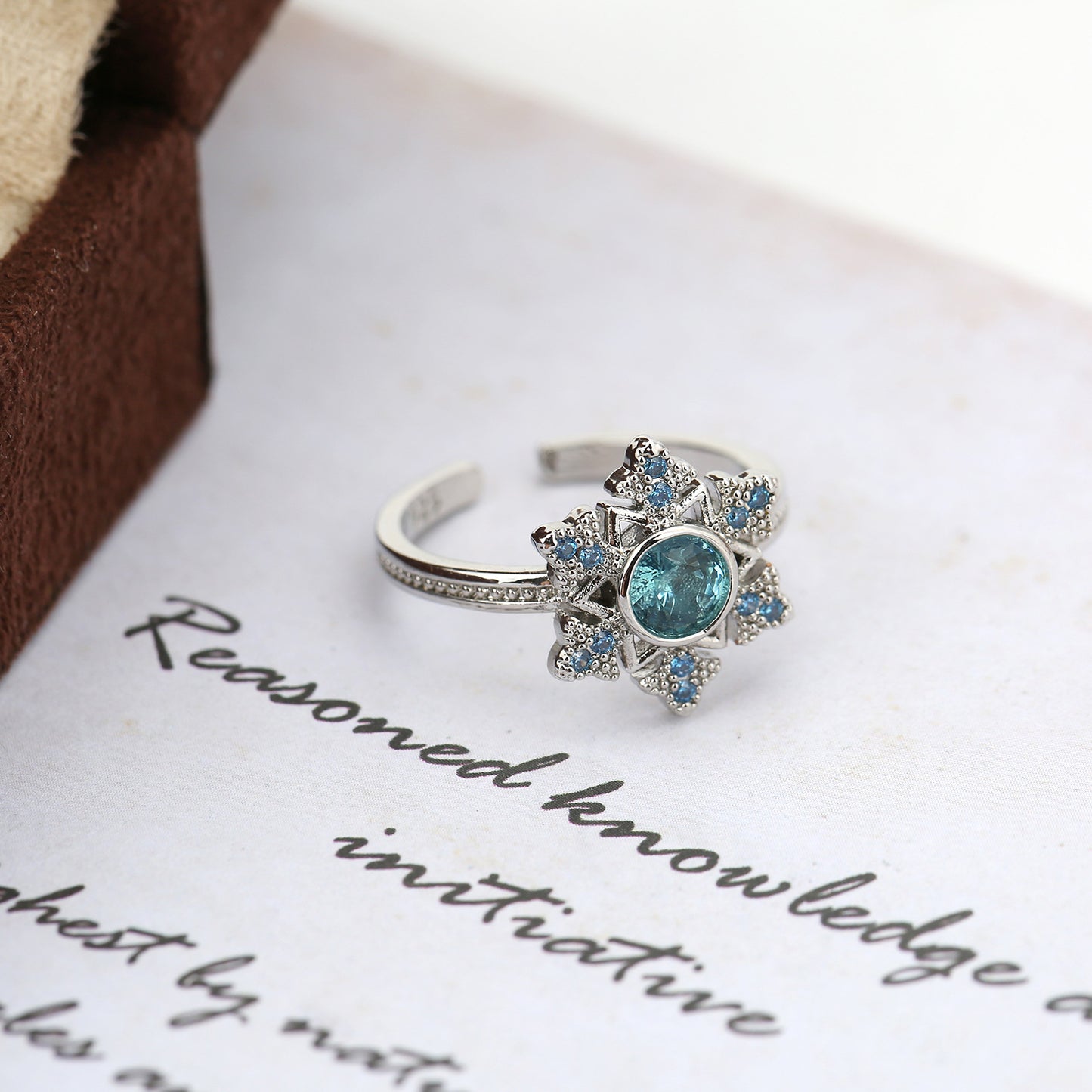 Stylish Sapphire Snowflake Open Ring With A Personalized Hollow Design