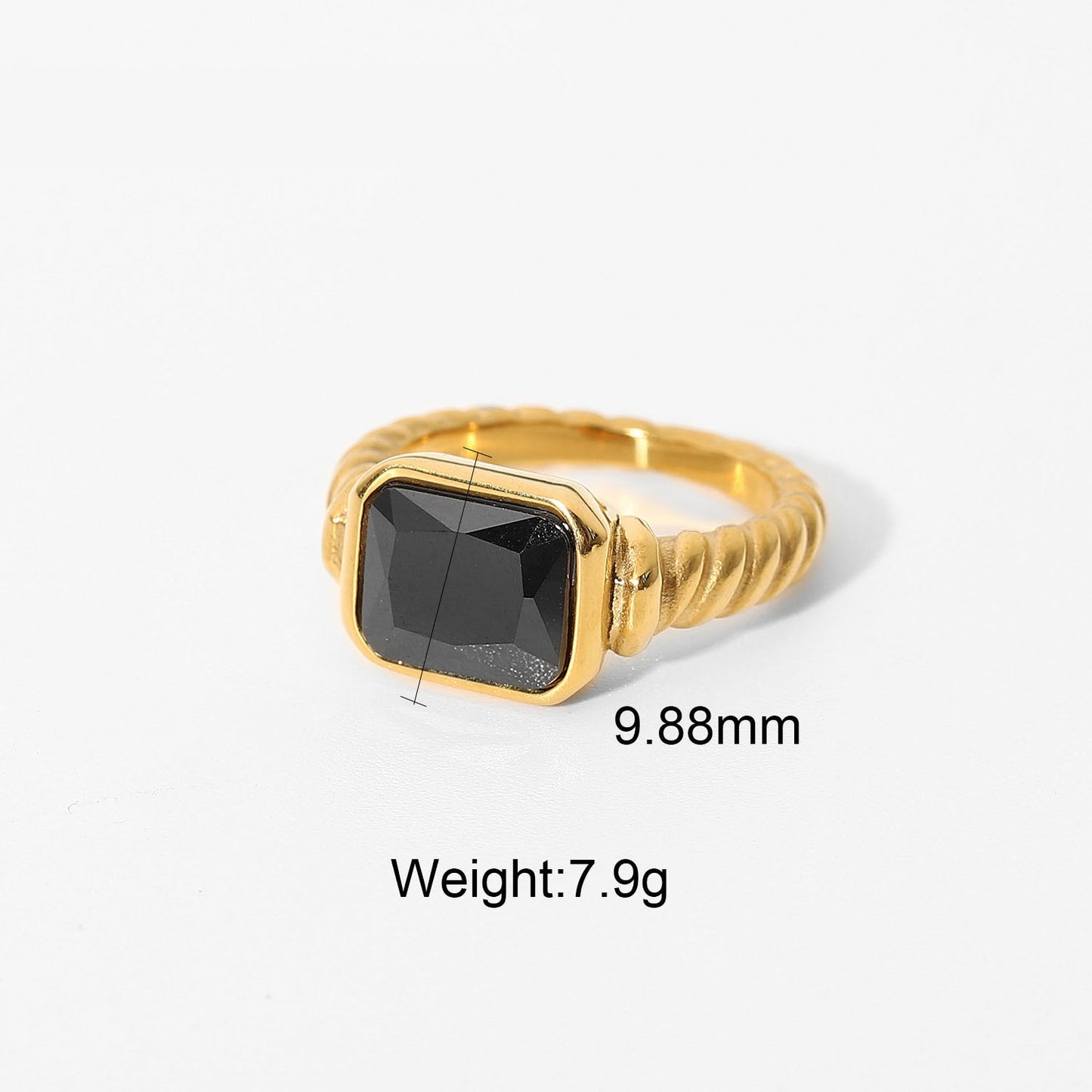 Vintage-style Personalized Trendy Zircon-studded Gold-plated Stainless Steel Ring