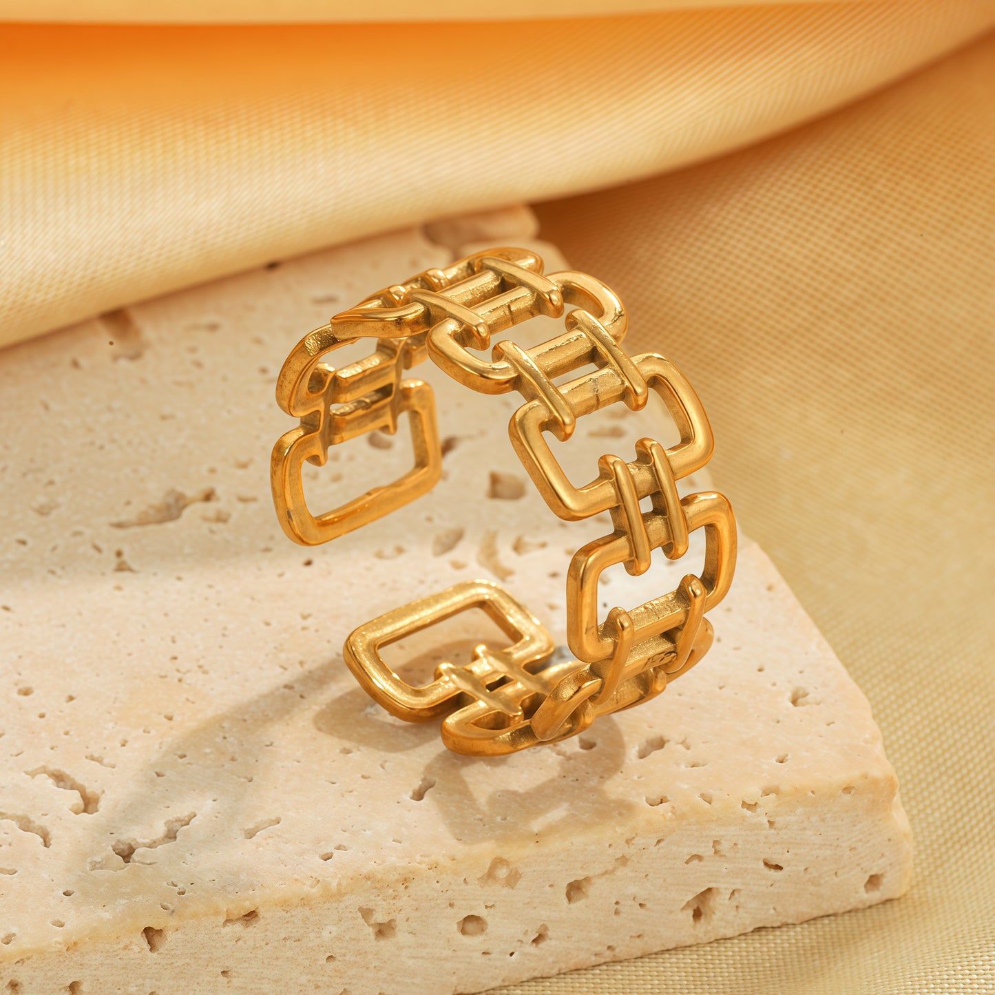 Exaggerated Stainless Steel Ring With A High-end Designer-inspired Look