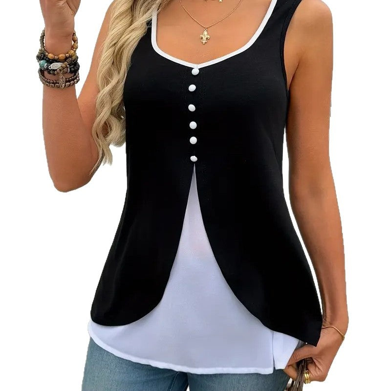 Women's Casual Color-blocked Vest Top