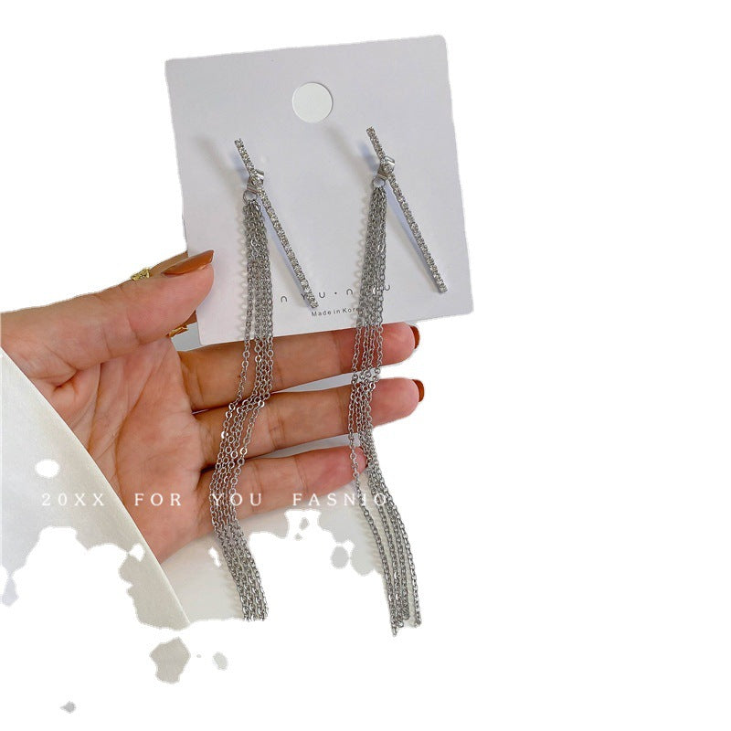 Elegant Temperament Long Tassel Chain Earrings Women