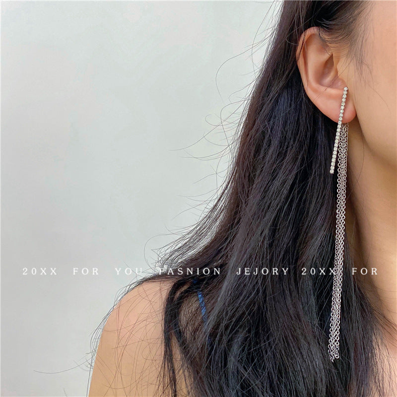 Elegant Temperament Long Tassel Chain Earrings Women