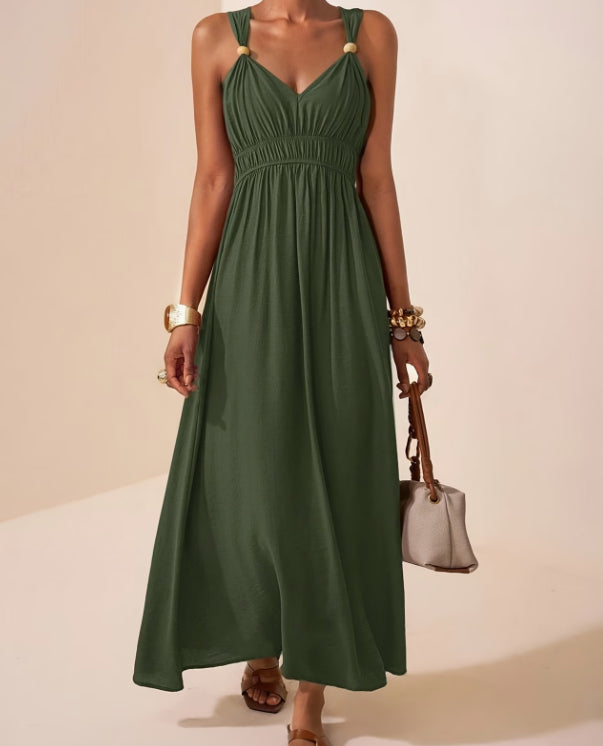 New Summer Long Dress Sleeveless With A V-Neck