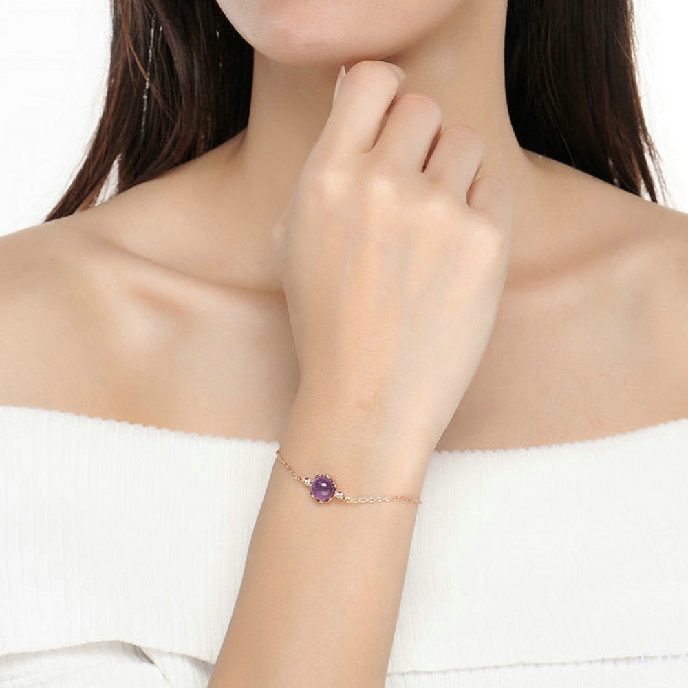 Rose Gold Bracelet Women Imitation Natural Amethyst Streamer