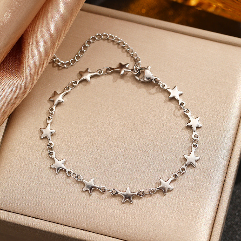 Stainless Steel Chain With A Five-pointed Star Design Offering A Niche And Stylish Aesthetic