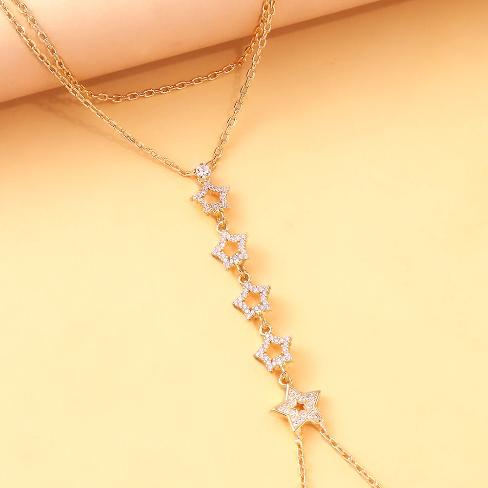 Five-pointed Star Openwork Rhinestone All-match Fingerless Bracelet