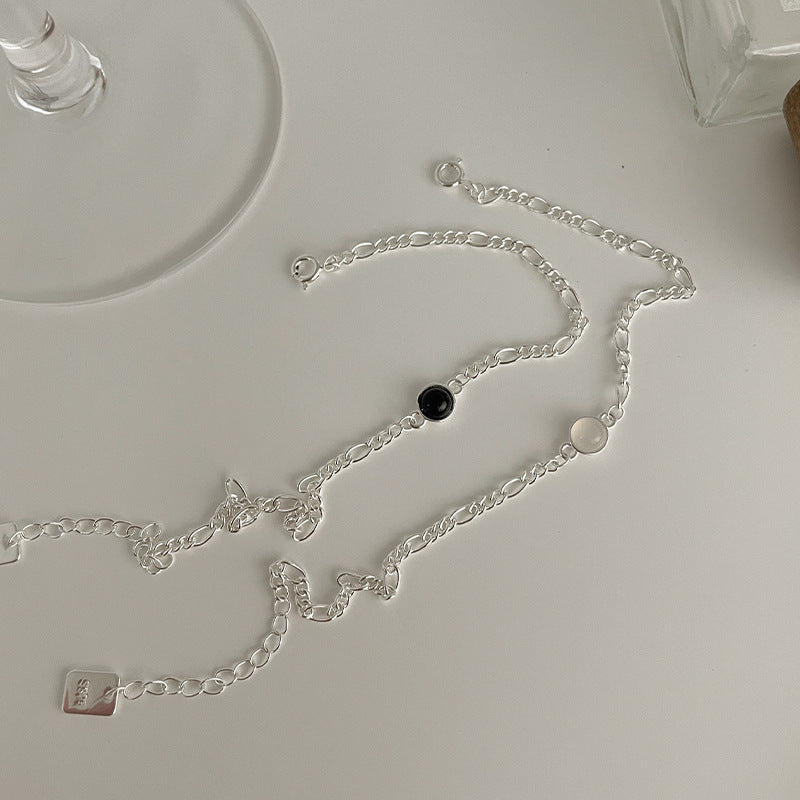 S925 Sterling Silver Round Black Onyx Bracelet