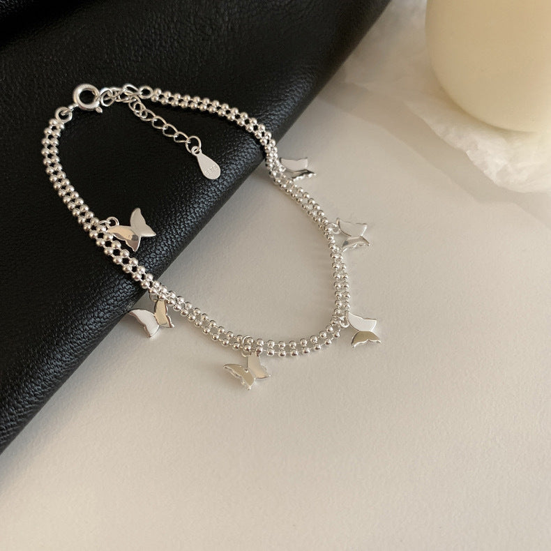 Womens Fashionable Vintage Butterfly Double-Layer Bracelet