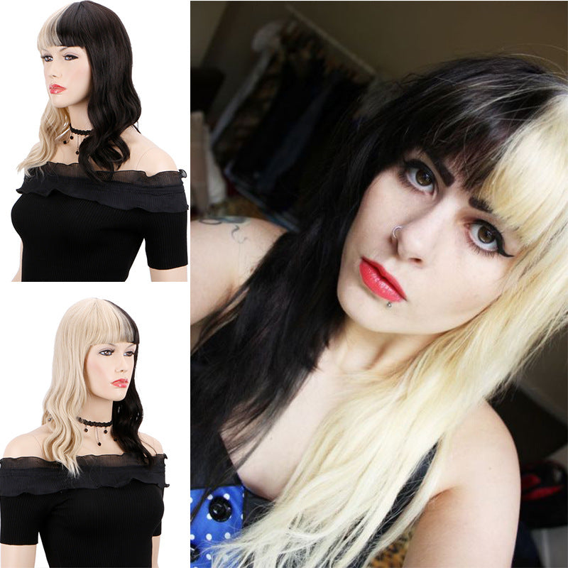 Black and white straight hair curls